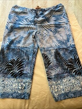 Hilo Hattie vintage rayon pull on draw string wide leg pants XL